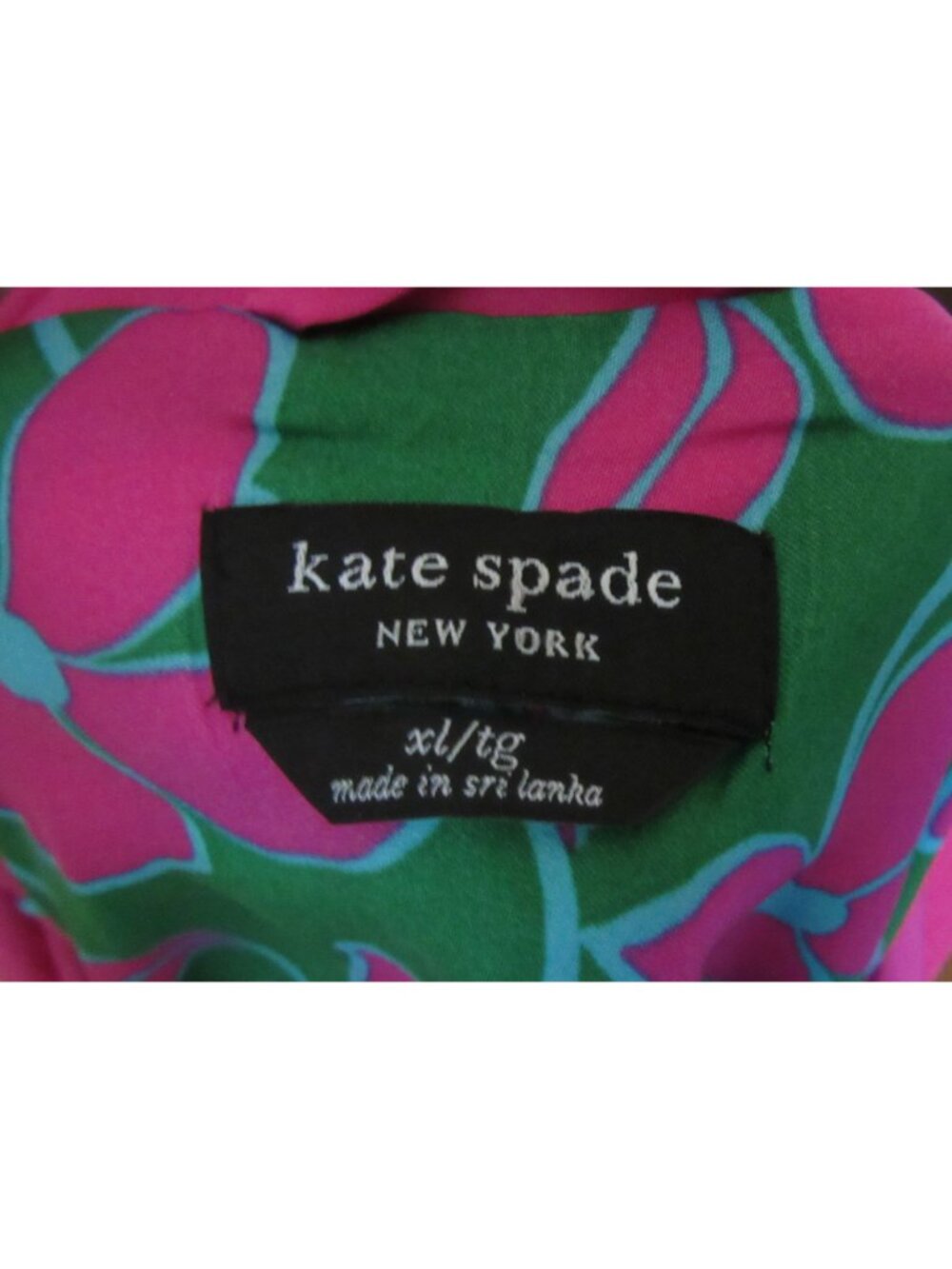 Kate Spade Floral Green Pink Full Length Nightgown Lounge Dress SZ XL - Picture 8 of 9